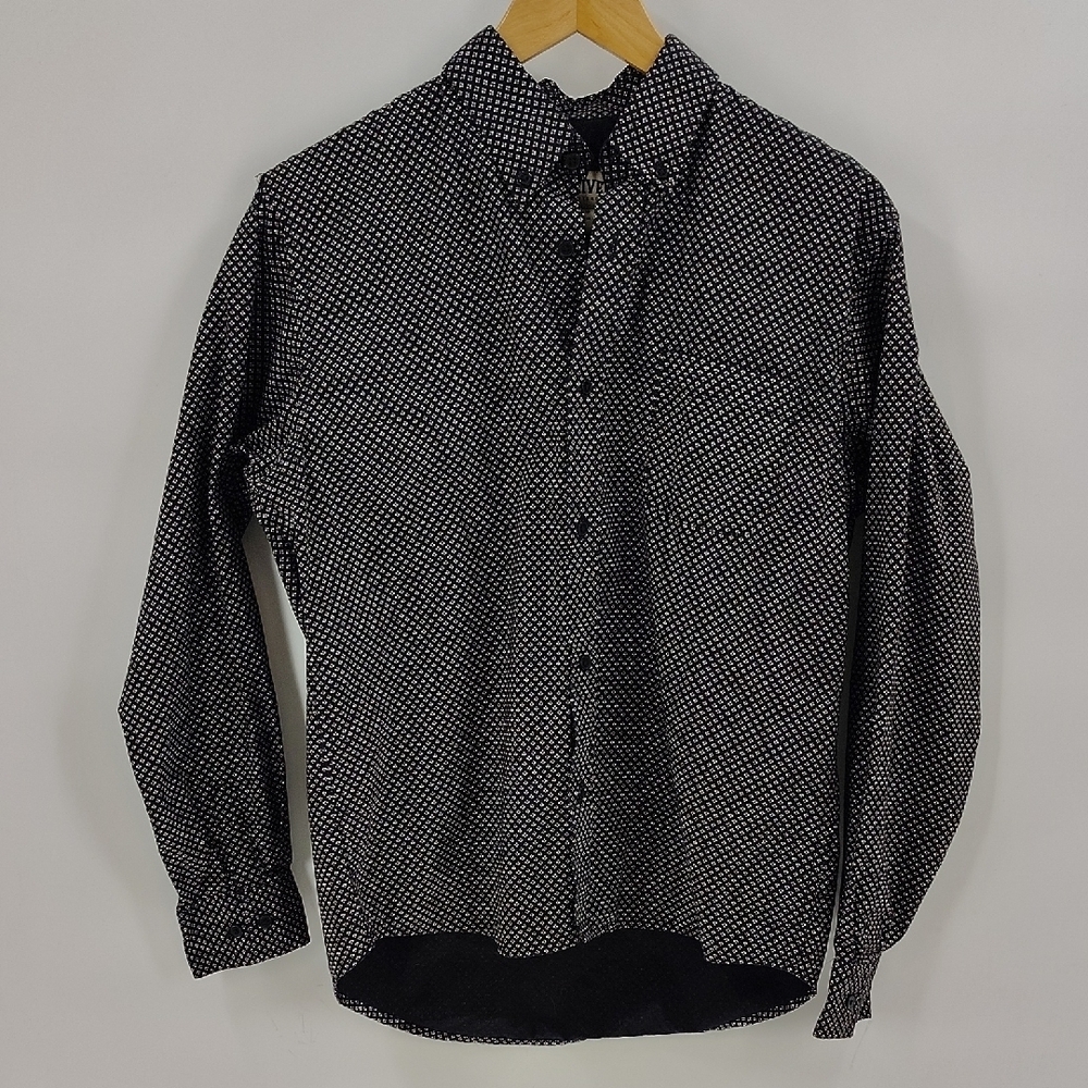 Red River Button Down XXL Boys Black Gray Lined Shirt Long Sleeve